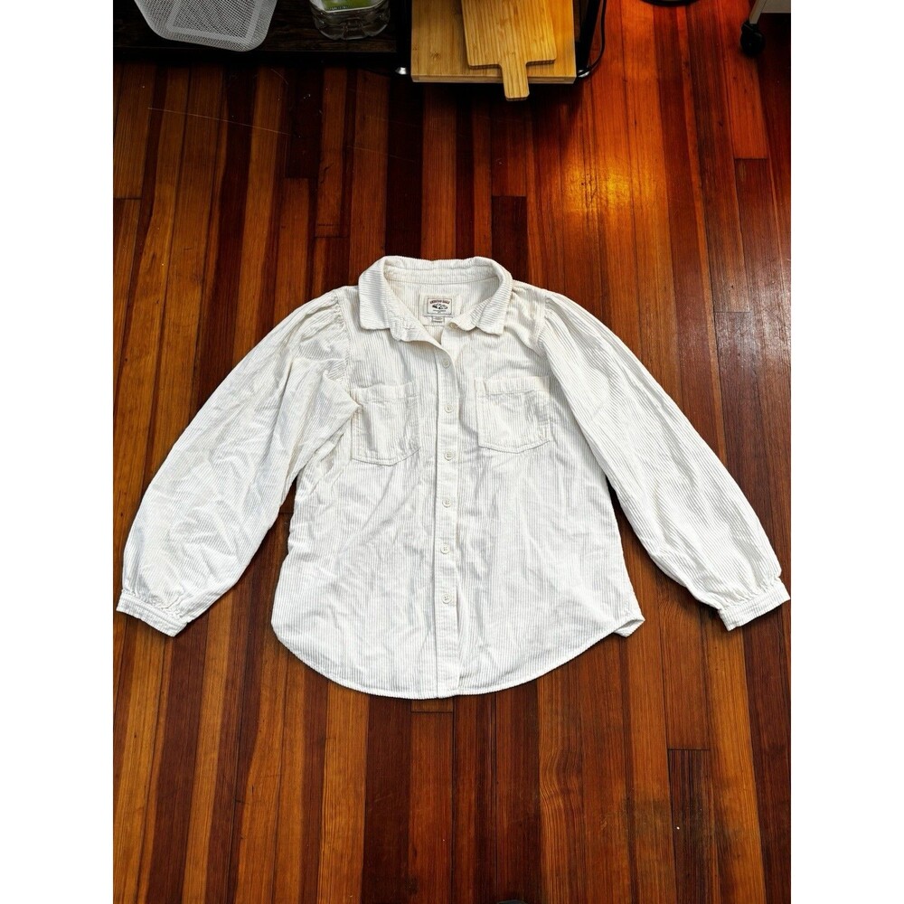American Eagle Outfitters Button Up Shirt Womens M Cream Corduroy Long Sleeve